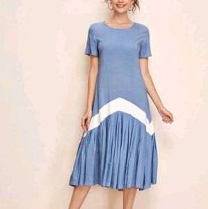 NEW Color Block Long Smock Dress